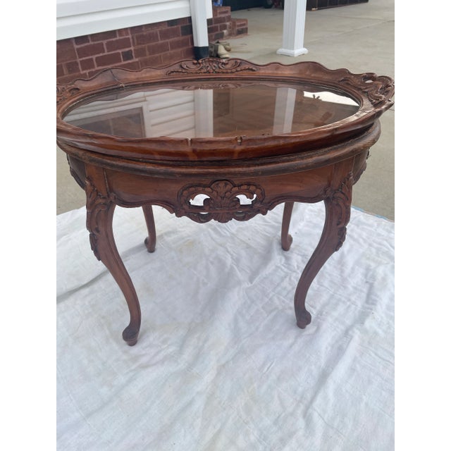 1930s Wooden Queen Anne Style Oval Side Table For Sale - Image 4 of 16
