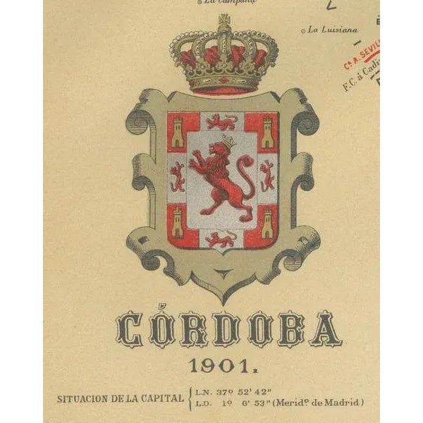 1900 - 1909 Map of A Cartographic Journey Through Andalusias Heartland in Spain, 1901 For Sale - Image 5 of 6