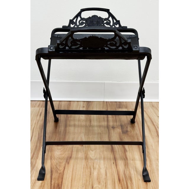Early 20th Century Vintage Oscar Bach Attributed Wrought Iron Vanity Stool For Sale - Image 5 of 9