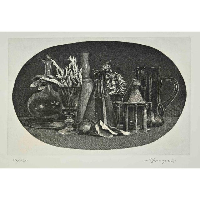 Modern Vairo Mongatti, Still Life, Etching, 1970s For Sale - Image 3 of 3