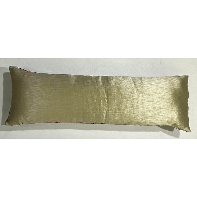 Textile Single Long Antique Silk Embroidery Suzani Pillow For Sale - Image 7 of 12