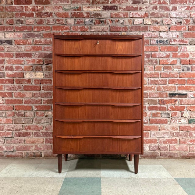 Vintage 1960s mid-century Danish modern teak chest of drawers attributed to designer Gunnar Nielsen Tibergaard for...
