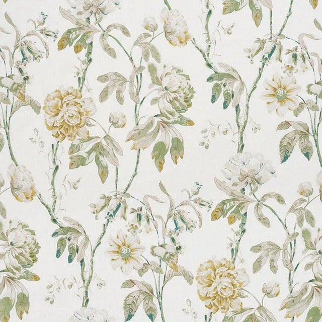 Originally printed in the early 20th century, these enchanting peony blossoms—with a subdued color palette and soft linen...