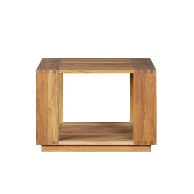 Modern Imperial Grove Solid Teak Wood Outdoor End Table Stylish For Sale - Image 3 of 12