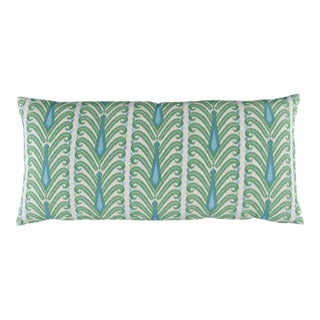Schumacher Augustine Ikat Pillow In Leaf For Sale