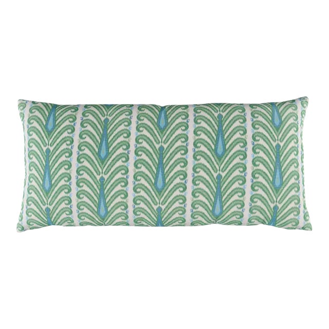 Schumacher Augustine Ikat Pillow In Leaf For Sale