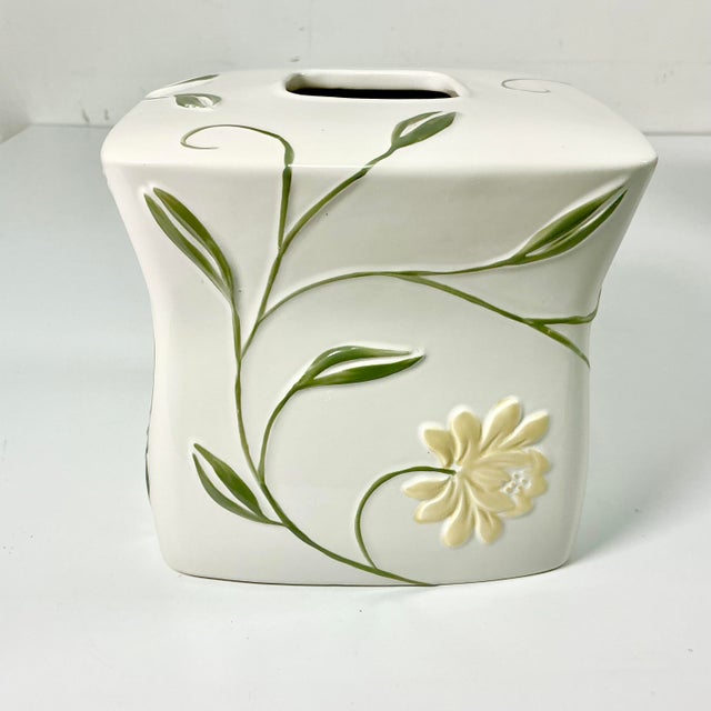 2019 Contemporary Art Nouveau Boho Chic Croscill Penelope Ceramic Tissue Box Cover. For Sale - Image 4 of 10