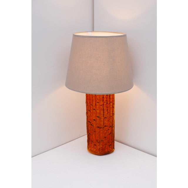 Grand Orange Glass Table Lamp by Gustav Leek for Orrefors, Sweden For Sale - Image 14 of 18