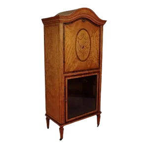 Antique Satinwood Inlaid French Adams Sheet Music Cabinet Display Curio
