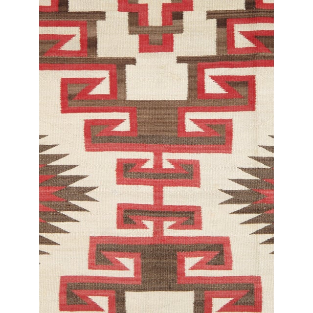 Authentic 1920 Navajo Rug Handwoven Wool Geometric Medallion Design, Red & Ivory For Sale - Image 13 of 18
