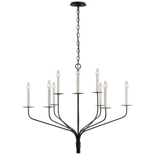 Ian K. Fowler for Visual Comfort Signature Belfair Large Two-Tier Chandelier in Aged Iron For Sale