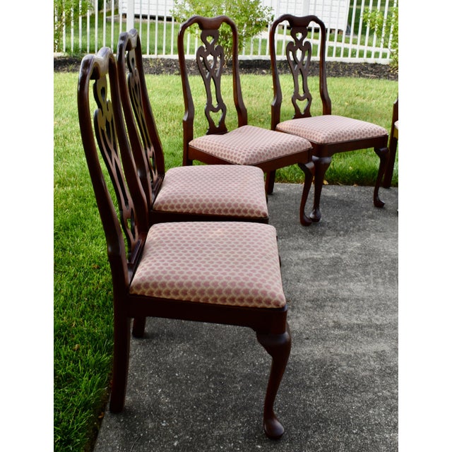 Vintage (1980's) Set of Eight Dining Chairs have a Queen Anne Style. Made by Pennsylvania House. The Wood is Solid...