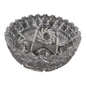 American Brilliant Period Cut Crystal Bowl – 9" – Hobstar, Pinwheel & Fan Pattern