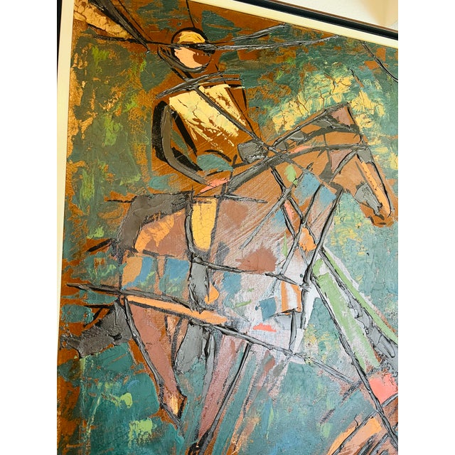 Mid-Century Modern Signed Tiarado Abstract Mid-Century Modern Don Quixote on Horseback Oil Painting For Sale - Image 3 of 8