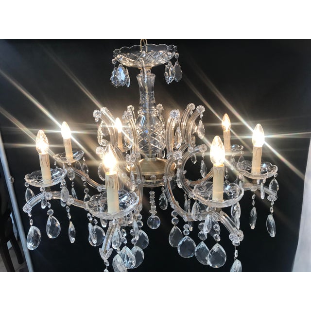 Large Crystal Hand.Cut Maria Chandelier, 1940s / 50s For Sale - Image 13 of 18