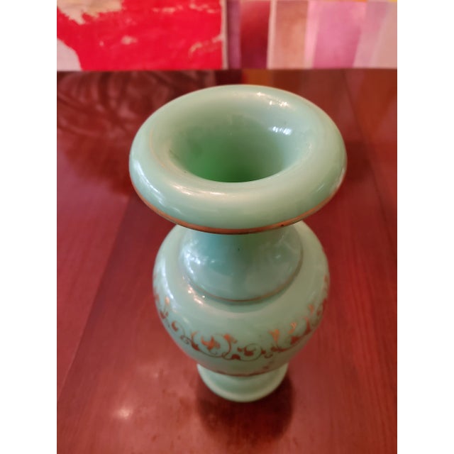 Antique Baccarat Style Jade Emerald Green Opaline Vase For Sale In Boston - Image 6 of 6