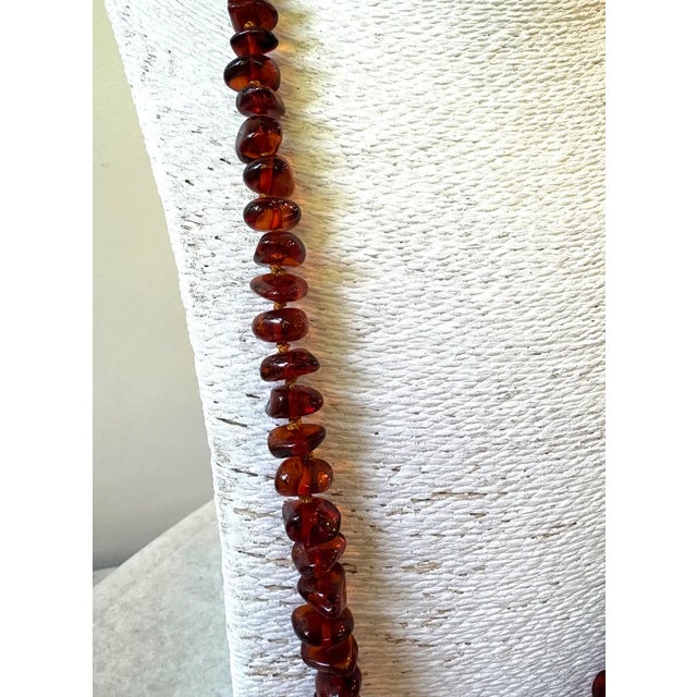 Contemporary Mid 20th Century Baltic Amber Hand Tied Beaded Necklace 28" For Sale - Image 3 of 3