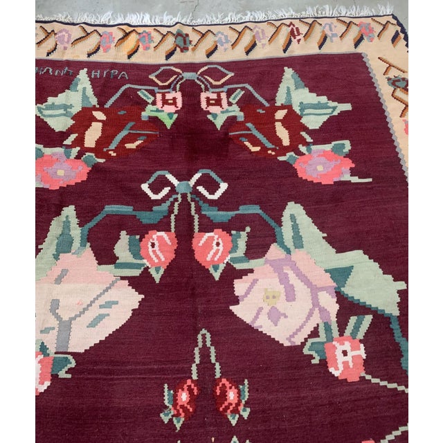 Textile 1960s, Handmade Antique Romanian Bessarabian Kilim 6.8' X 10' For Sale - Image 7 of 12