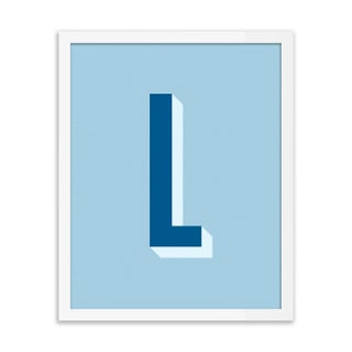 Alphabet Series in Blue, Letter L by Pencil & Paper in White Frame, XS Art Print For Sale