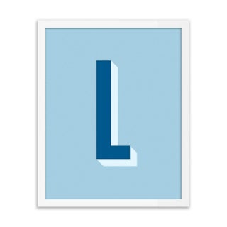 Alphabet Series in Blue, Letter L by Pencil & Paper in White Frame, XS Art Print For Sale