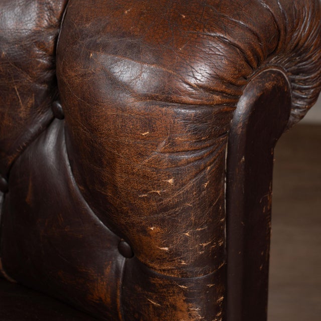 Mid 20th Century Pair of Vintage Brown Leather Chesterfield Club Chairs From Denmark For Sale - Image 5 of 14
