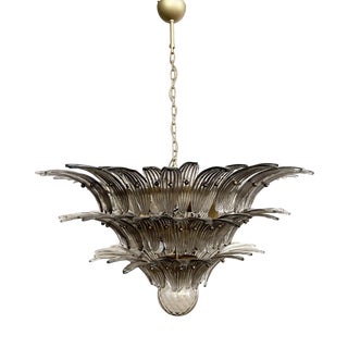 Large Corto Chandelier in Smoked Grey Murano Glass For Sale