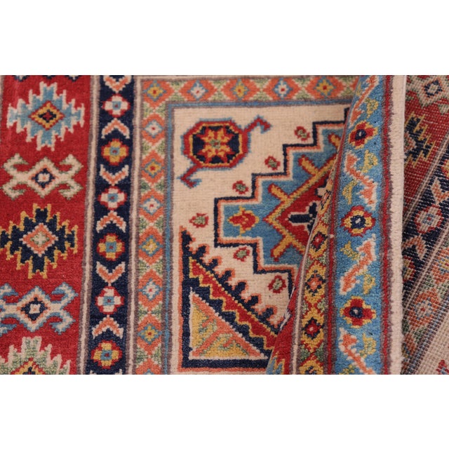 Textile Shabby Chic Kazak Beige/Red Wool Rug - 3'5''x5'1'' For Sale - Image 7 of 10
