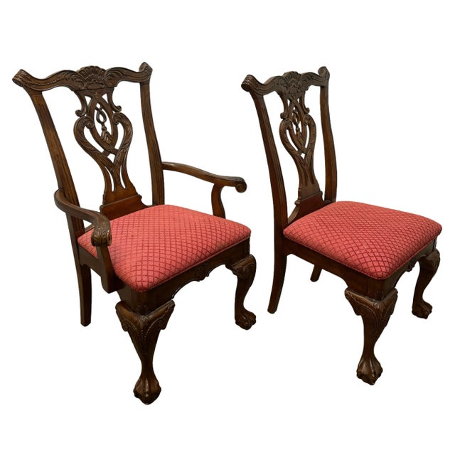 Vintage Chippendale Style Mahogany Finish Dining Chairs - Set of 6 For Sale In Greensboro - Image 6 of 11