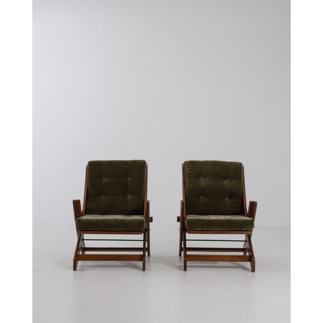 Pair Of Mid-Century Modern Lounge Armchairs With Adjustable Backs Green For Sale - Image 14 of 18