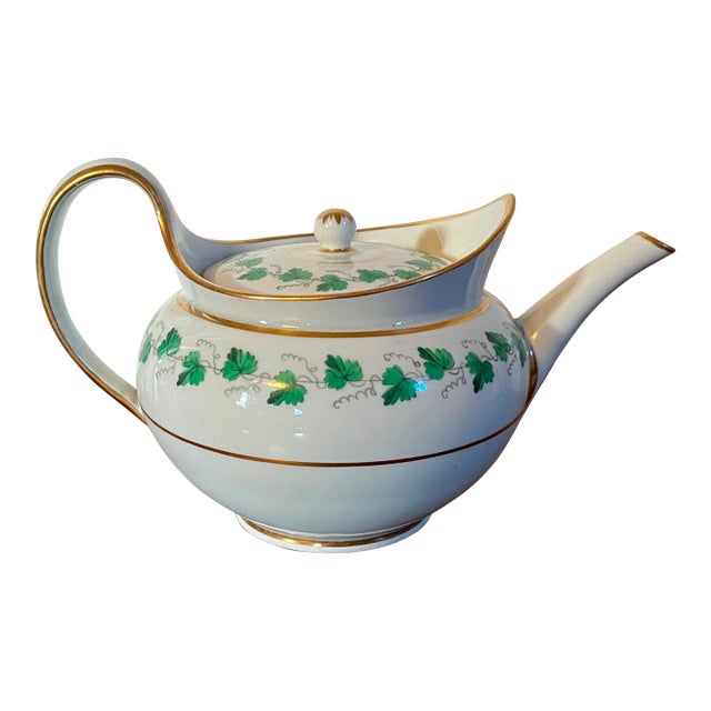 Antique Early 19th Century Vienna Porcelain Helmet Shape Tea Pot For Sale