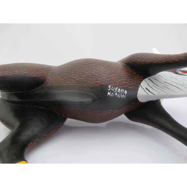 Alebrije Oaxaca Mexico Morales Folk Art Carved Wood Bull Figurine Sculpture For Sale - Image 11 of 11