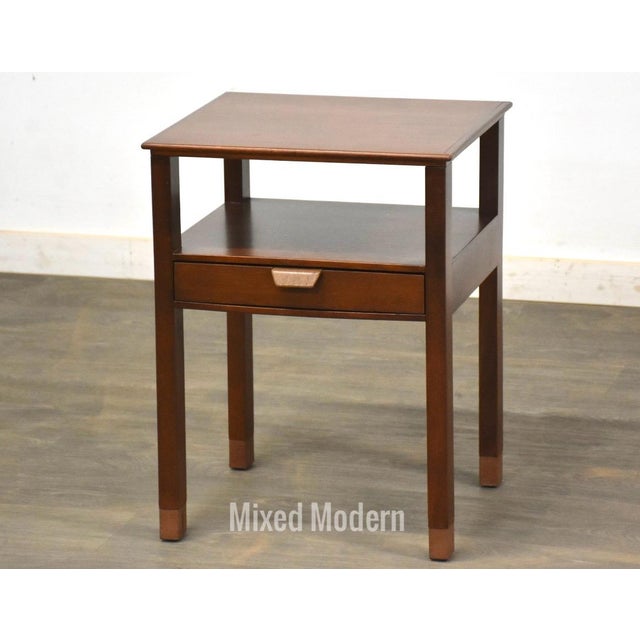 A rare single drawer walnut nightstand designed by Edward Wormley for Dunbar. Circa 1950’s. Made in USA. 19” wide. 17”...