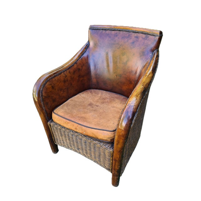 Safari Style Leather Club Chair with Wooden Frame and Woven Sides, 1970s For Sale - Image 11 of 11