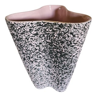 MCM Shawnee Ceramic Atomic Amoeba Lava Textured Pink and Black Vase For Sale