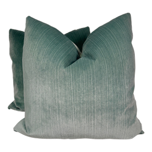 Scalamandre "Strie Velvet" in Mineral 22" Pillows-a Pair