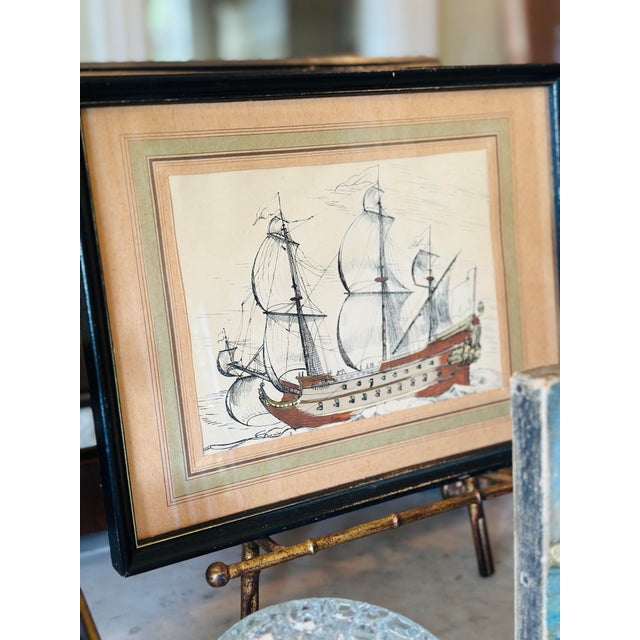 Vintage Framed Nautical Print For Sale - Image 4 of 9