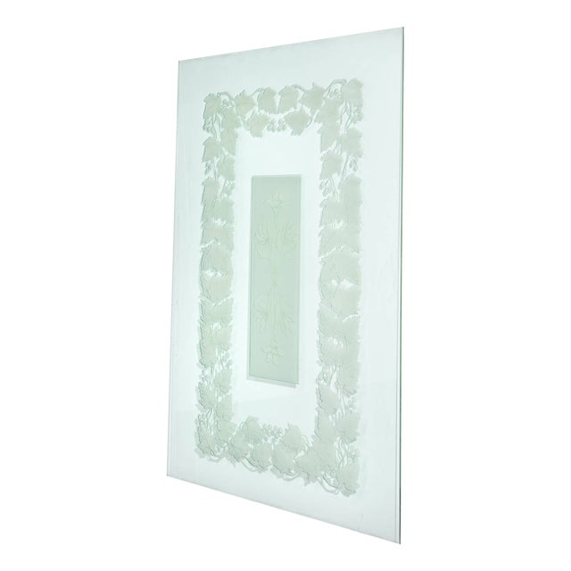 Large Italian Stained Glass Window in Etched Glass, 1950s For Sale