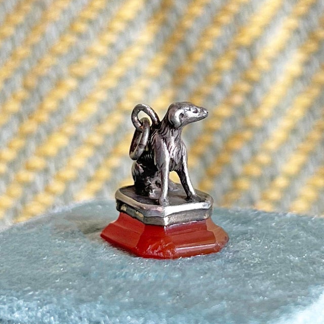 French Silver Dog Fob on Carnelian Base, C. 1780 For Sale - Image 4 of 11