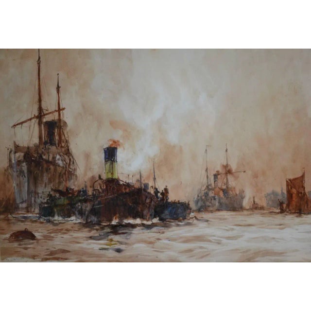 Late 19th Century Charles Edward Dixon 1 Shipping On The River Thames, London by Charles Dixon. Watercolour 1891 For Sale - Image 5 of 5