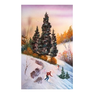 Downhill, Erik Freyman Airbrush With Pastels on Paper, Signed in Pen For Sale