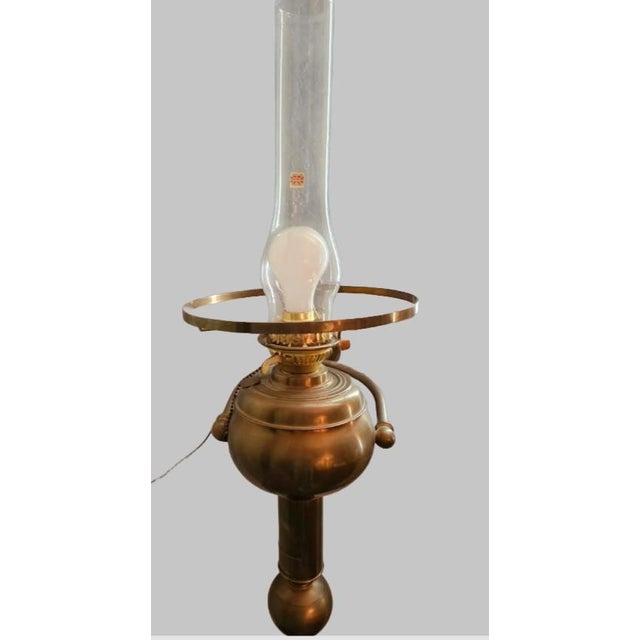 C Gray Chandlers 1882 Scotland Green Cased Glass Brass Gimble Wall Mount Lamp For Sale - Image 9 of 18