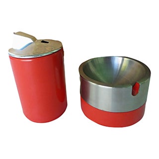 Set of 2 Spanish Modern Oslo Ashtray & Minister Lighter Design Andre Ricard 1960s For Sale