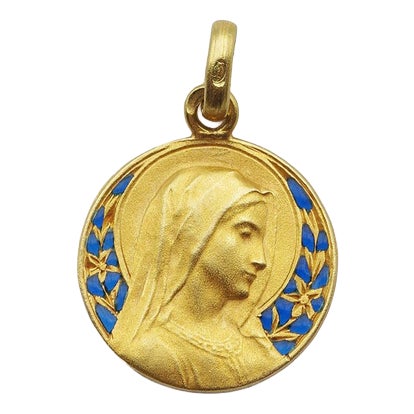 Enamel Virgin Mary Medal For Sale