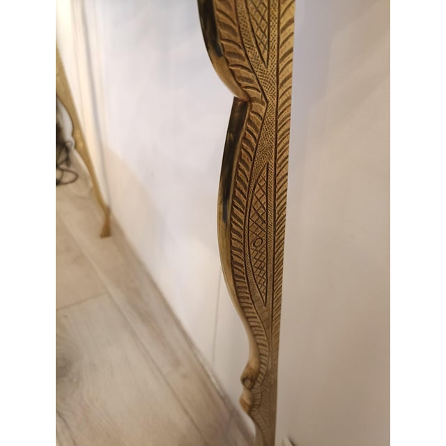 Brass Wall-Mounted Console Table with Pink Glass Top, Italy, 1940s For Sale - Image 9 of 12