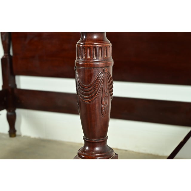 Wood Baker Furniture Historic Charleston Collection Georgian Carved Mahogany King Size Poster Bed For Sale - Image 7 of 12