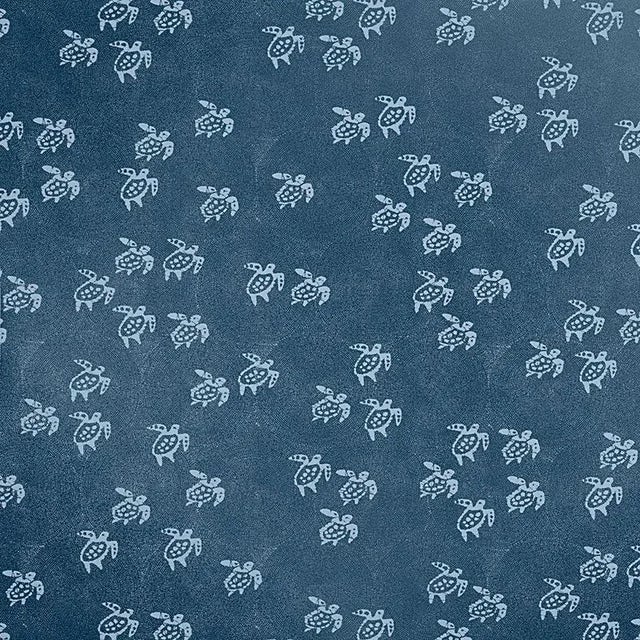 Sample- Schumacher Painted Turtles Fabric in Aegean For Sale