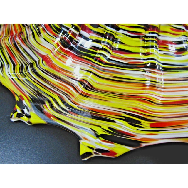1950s Murano Art Glass Vibrant Confetti Handblown Scalloped Rim Centerpiece Bowl For Sale - Image 15 of 17