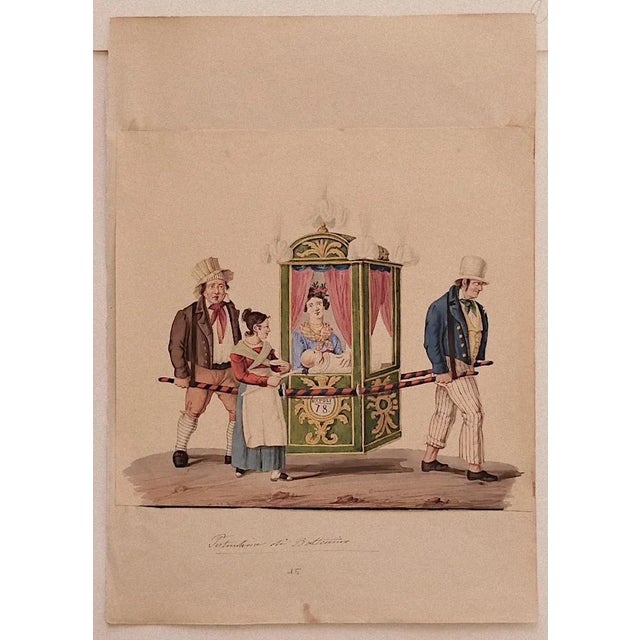 Michela De Vito - Baptism Sedan - Original Watercolor - 19th Century For Sale - Image 3 of 3