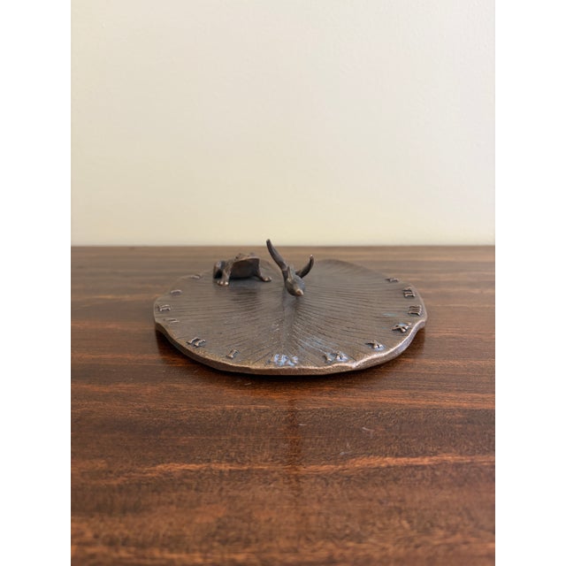 Late 20th Century Vintage English Country Iron Garden Sundial With Frog on a Lily Pad For Sale - Image 5 of 7
