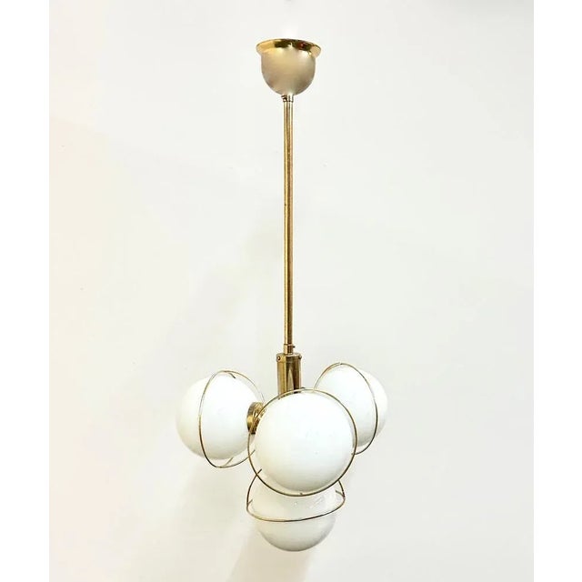 Mid-Century Modern German Brass 3-Arm Chandelier from Leola, 1980s For Sale - Image 3 of 7